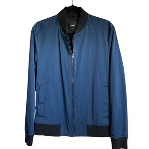 THEORY Men’s Bomber Jacket Brant O Ripstop- Blue w/ Black Accents-Medium